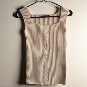 Belldini Neutral Beige Ribbed Knit Tank Top